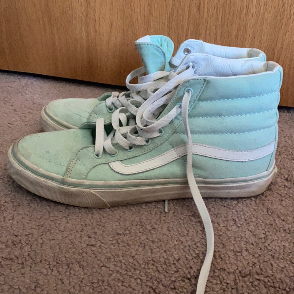 Teal Vans high tops